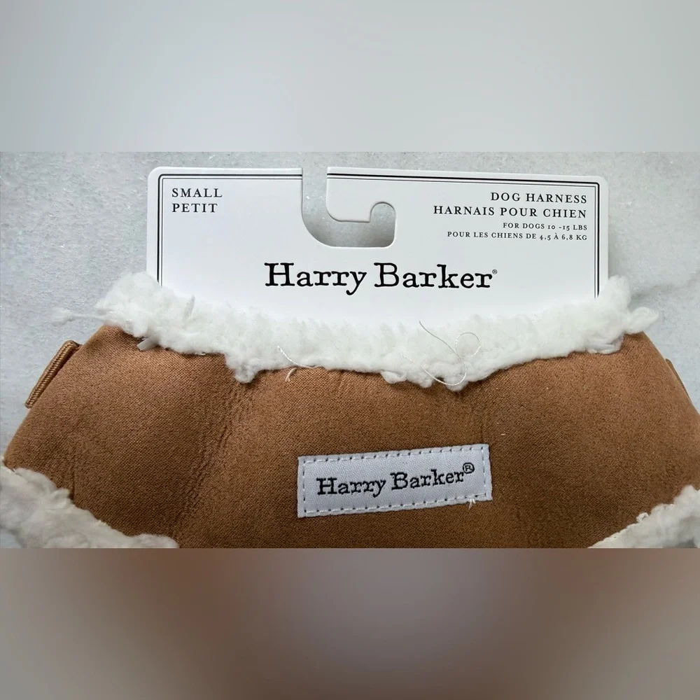 Harry Barker Brown Dog Harness with White Trim small